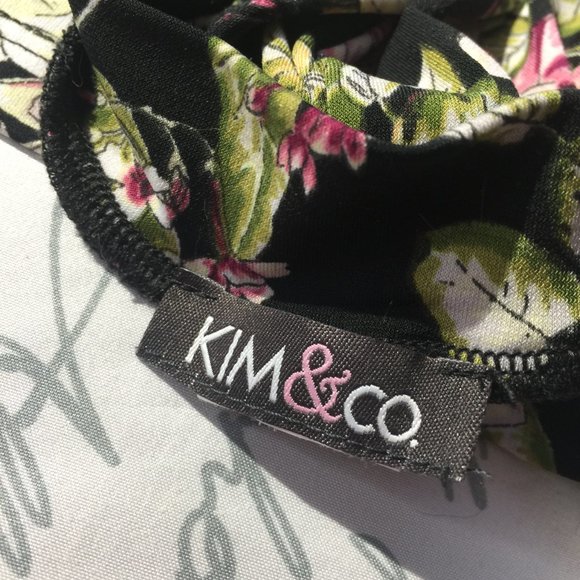 Ladies Polyester Black Floral Print Top Large - Picture 9 of 9